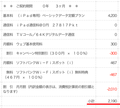 ipad3料金明細