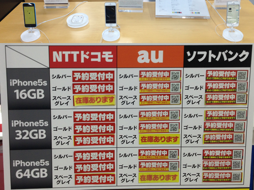 ヨドバシカメラ　お昼12時のiPhone 5s在庫状況の案内