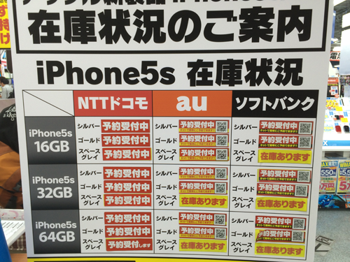 SoftbankのiPhone5S ゴールドとシルバーの在庫状況と入荷予定を聞いて来た9/28版